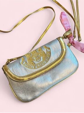 Vintage Juicy Couture Iridescent Gold and Pink Accent Crossbody Bag
